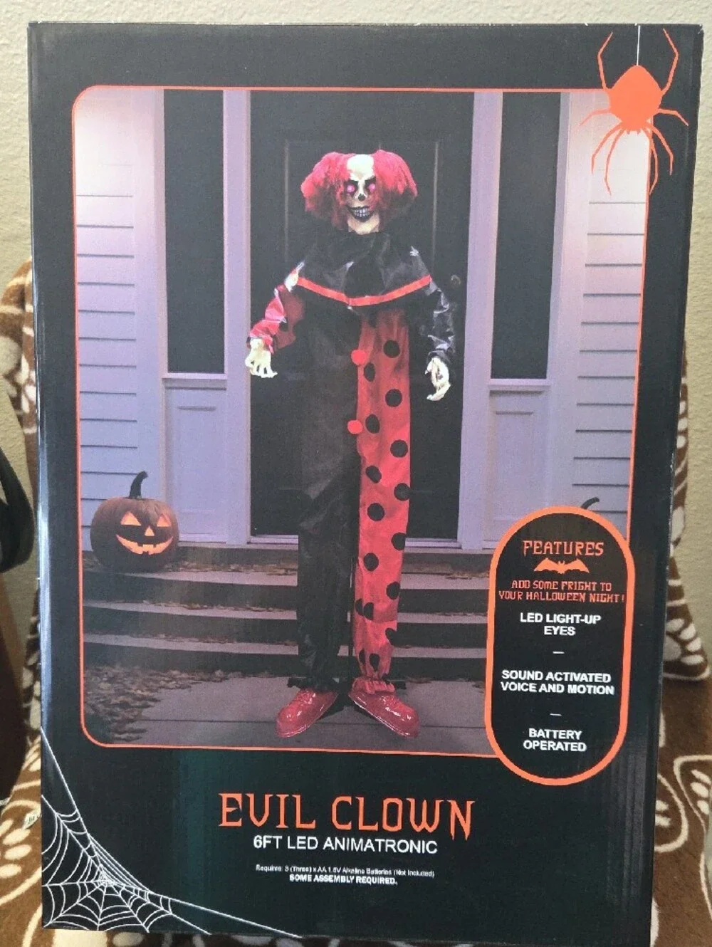 Evil Clown 6ft LED Animatronic Costume - Black & Red